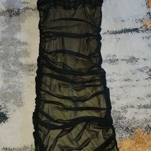 Black Ruched Bodycon Dress